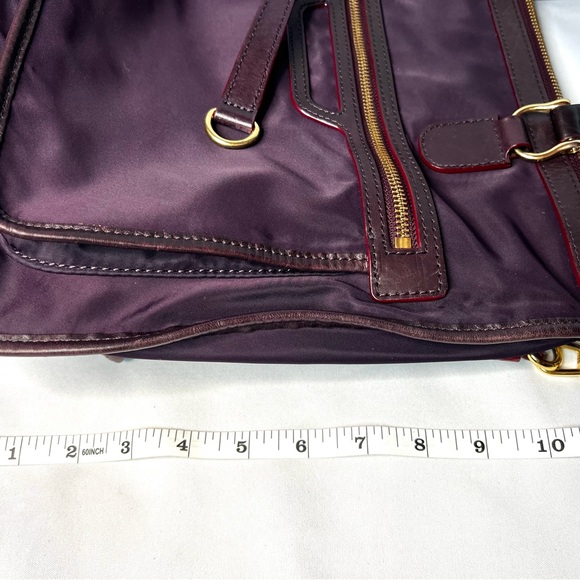 MZ Wallace Burgundy Nylon Leather Trim Satchel Crossbody Bag Lightweight Tote - Picture 8 of 14